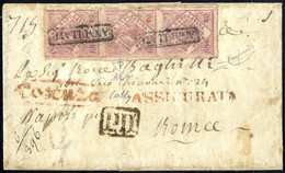Cover 1858, Lettera Assicurata Da Cosenza Nel Maggio Per Roma Affrancata Per 60 Grana Con Striscia Verticale Di Tre Del  - Naples