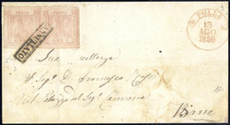 Cover "Polla", Lettera Del 13.8.1859 Affrancata Con Coppia 1 Gr. Rosa Chiaro, Coppia Annullata Con Timbro "ANNULLATO" In - Naples