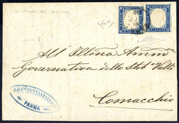 Cover 1859, Lettera Da Parma Del 10.10. Per Comacchio Affrancata Per 40 C. Con Due 20 C. Azzurro Della IV Emissione Di S - Parma