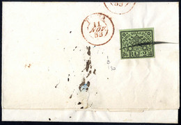 Cover 1852, 2 Baj., Verde Giallastro Sul Verso Di Lettera Da Roma 11.11.1853 Per Città, Francobollo Annullato Con Tratti - Papal States