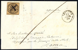 Cover 1852, 3 Baj. Bistro Arancio Su Lettera Da Spoleto 11.4.1854 Per Roma, Francobollo Annullato Con Tratti A Penna, Fi - Papal States