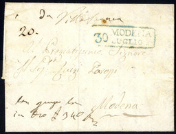 Cover 1841, Lettera Da Villafranca 26.6.1841 Per Modena "con Gruppo In Oro L. 340", Consegnata Al Corriere Mantova - Mod - Lombardy-Venetia