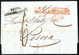 Cover 1842, Lettera Da Milano 5.11.1842 Per Pescia Pagata 12 Carantani Fino Al Confine, Lettera Spedita Per Errore Via B - Lombardy-Venetia