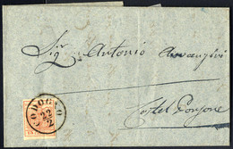 Cover 1854, 15 Cent. Rosso Salmone, Tavola A - Tripla Incisione Con Stampa Fine, Su Lettera Da Codogno 22.2.1855 Per Cas - Lombardy-Venetia