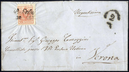 Cover "Bardolino / 30 GEN.", Annullo Corsivo Su 15 Cent. Su Lettera Per Verona (Sass. 20 - 5P.) - Lombardy-Venetia