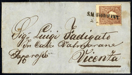 Cover "S. M. MADDALENA / 21 OTT.", Annullo SD Su 10 Soldi Bruno Su Lettera Da Fiesso Per Vicenza (Sass. 31) - Lombardy-Venetia