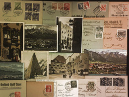 Cover "Solbad Hall", 1899-1985, 51 Belege, 16 Bis 1945 (2 Ganzsachen, 7 Ansichtskarten, Ein Rekozettel, 2 Karten Und 4 B - Other & Unclassified