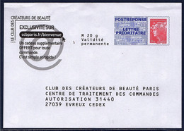 Le Club Des Créateurs De Beauté Enveloppe Postréponse Marianne Beaujard Neuve TVP LP Lot 12P212 Type N°4230 - PAP: Antwort