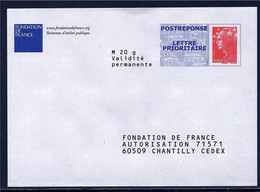 Fondation De France Enveloppe Postréponse Marianne Beaujard Neuve TVP LP Lot 09P344 Type N°4230 - Prêts-à-poster:reply