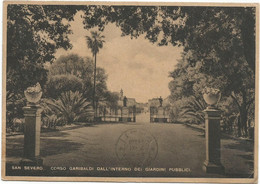 AB592 San Severo (Foggia) - Corso Garibaldi Visto Dall'interno Dei Giardini Pubblici / Viaggiata 1939 - San Severo