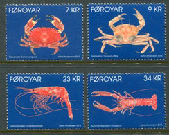 FAEROE ISLANDS 2013 Crustaceans MNH / **.  Michel 776-79 ; SG 677-80 - Féroé (Iles)