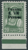 PERNAU 8IV **, 1941, 20 K. Schwarzgelbgrün Mit Aufdruck Pernau/Pernau, Kurzbefund Löbbering, Mi. 100.- - Occupation 1938-45