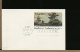 USA - Cartolina Intero Postale - FDC 1980 - LANDING OF ROCHAMBEAU - 1961-80