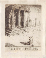 03627  "F. HEJNA-RELATORE PER PARERE INGINOCCHIATO DAVANTI ALLE ROVINE DEL TEMPIO IONICO-SILOVSKY V.1891-1974" EX LIBRIS - Exlibris