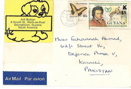 GUYANA 1982   AIRMAIL AEROGRAMME TO PAKISTAN. WITH  INTERNATIONAL YEATR OF DISABLED PERSONS STAMP.. - Guyana (1966-...)