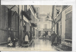 D 77  MONTEREAU  INNONDATION DE JANVIER 1910.  RUE COUVERTE GARDE CHAMPETRE ANNONCEUR AU TAMBOUR EN BATEAU - Montereau