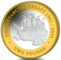 British Antarctic Territory - 2 Pounds, 2021 60th Anniversary - Antarctic Treaty, Proof-like, Card - Altri – America