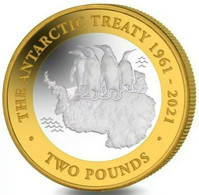 British Antarctic Territory - 2 Pounds, 2021 60th Anniversary - Antarctic Treaty, Proof-like, Card - Sonstige – Amerika