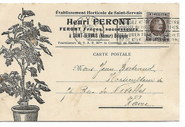 SP297/ TP 196 Houyoux S/CP ETS Horticole De ST.Servais Henri Feront C. Namur > Wavre M.Jean Bertrand Horticulteur - Storia Postale