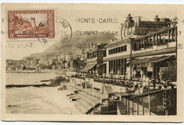 MONACO CARTE POSTALE -MONTE-CARLO -BEACH -LE CASINO D'ETE DEPART MONTE-CARLO ?-?-34 PRINCIPAUTE DE MONACO POUR LA....... - Cartas & Documentos