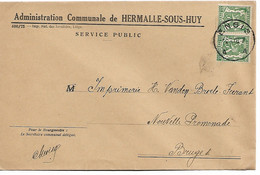 SP305/ TP 425 (2) S/L. Administration Communale De Hermalle-sous-Huy C. Engis 1946 > Bruges - Brieven En Documenten