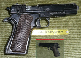 Rare Pistolet Revolver, COLT 45 Auto MI911A1, Uniwerk Italy, Reproduction Replique Miniature - Toy Memorabilia