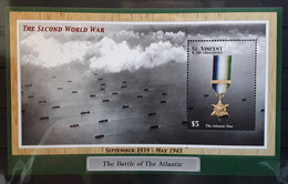 ST VINCENT 2002 Bloc WWII The Atlantic Star Medal Medaille,Bataille Atlantique Guerre Septembre Mai 1939 Neuf ** MNH TB - Guerre Mondiale (Seconde)