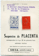 MONACO CARTE POSTALE " SOCA - MONTE-CARLO " -VUE GENERALE DEPART MONTE-CARLO 26-1-1955 PRINCIPAUTE DE MONACO POUR LA.... - Briefe U. Dokumente