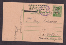 Croatia (NDH) WWII - Provisional Stationery Sent From Osijek To Zagreb 17.08.1941. Censored By Local Censorship Of The D - Croatia