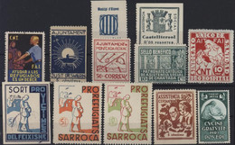 Delcampe - Guerre D'Espagne 12 Vignettes érinnophilie Pro Victimes Del Feixisme Pro Refugiats Sarroca Ajuntament Assistencia Social - Sammlungen