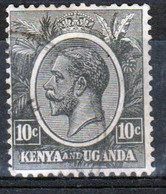 Kenya And Uganda 1922 King George V 10c In Fine Used Condition. - Kenya & Uganda