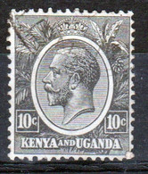 Kenya And Uganda 1922 King George V 10c In Fine Used Condition. - Kenya & Ouganda