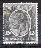 Kenya And Uganda 1922 King George V 12c In Fine Used Condition. - Kenya & Oeganda
