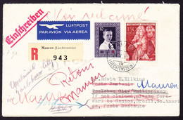 1956 R-Flugbrief Aus Mauren Nach City Of Tacloban, Philippines. Unclaimed Weiter Nach Santos, Brasilien, Dann Retour - Brieven En Documenten