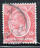 Kenya And Uganda 1922 King George V 15c In Fine Used Condition. - Kenya & Uganda