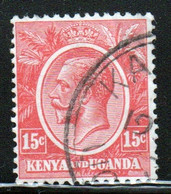 Kenya And Uganda 1922 King George V 15c In Fine Used Condition. - Kenya & Uganda