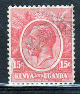 Kenya And Uganda 1922 King George V 15c In Fine Used Condition. - Kenya & Uganda