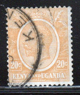 Kenya And Uganda 1922 King George V 20c In Fine Used Condition. - Kenya & Uganda