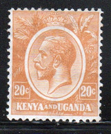 Kenya And Uganda 1922 King George V 20c In Fine Used Condition. - Kenya & Oeganda