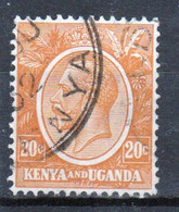 Kenya And Uganda 1922 King George V 20c In Fine Used Condition. - Kenya & Uganda