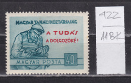 118K422 / Hungary 1954 Michel Nr. 1370 MNH (**) Communist Republic - Lesender Arbeiter Man Book   , Ungarn Hongrie - Ongebruikt