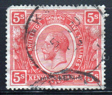 Kenya And Uganda 1922 King George V Five Shilling In Fine Used Condition. - Kenya & Uganda