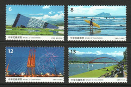 Taiwan 2019 S#4482-4485 Scenery - Yilan County MNH Surfing Firework Bridge Mountain Sailboat Sailing Boat - Unused Stamps