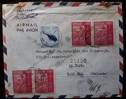 HAÏTI,  Lettre Recommandée PORT AU PRINCE,registered Letter Timbre HÉLICOPTÈRE Cyclone Hazel > La Haye Nederland 1955 - Haiti