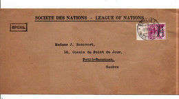 SUISSE LETTRE DE LA SOCIETE DES NATIONS 1938 - Dienstpost