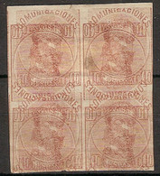 España 0125 (*) Amadeo. 1872. Sin Goma. Maculatura Bloque De 4 - Neufs