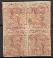 España 0125 (*) Amadeo. 1872. Sin Goma. Maculatura Bloque De 4 - Unused Stamps
