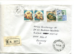 ITALIE Serbariu 1986 - Affranchissement Sur Lettre Recommandée Pour L'Allemagne - Série Des Châteaux - Franking Machines (EMA)