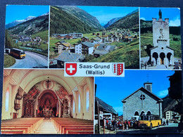 Saas-Grund Verschiedene Ansichten/ Postauto - Saas-Grund