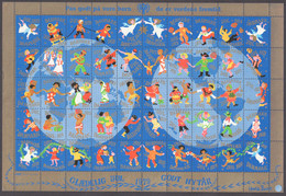 Earth Globe Map COSTUMES Angel Indian Christmas JUL JULEN Charity Label Cinderella Vignette 1979 Gold FULL Sheet Denmark - Geography